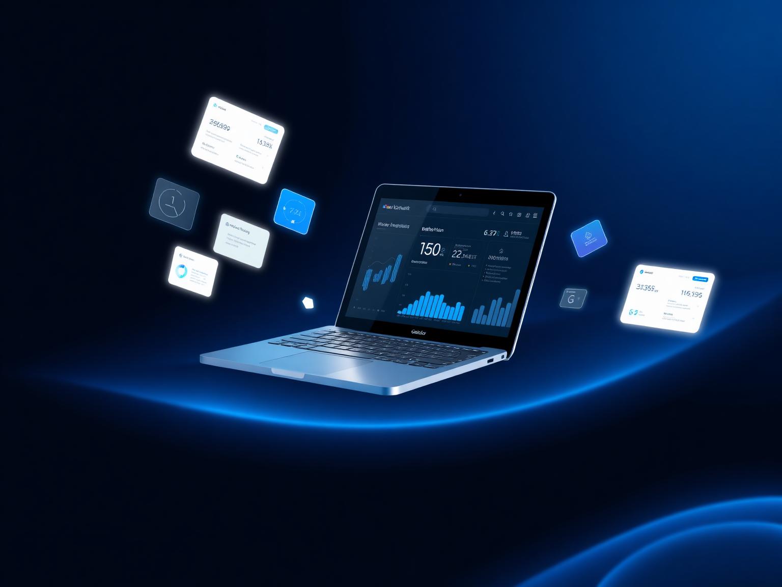 Modern laptop met dashboard mockup